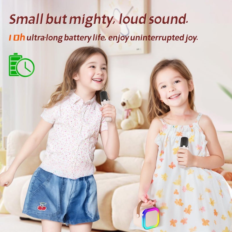 Kinglucky آلة كاريوكي كينجلوكي للأطفال هدية (صغيرة لطيفة ومحمولة) مكبر صوت بلوتوث مع ميكروفون لاسلكي (صوت عالٍ) هدايا عيد ميلاد للفتيات من 3 إلى 12 عامًا ألعاب للأطفال الصغار - بيج - Image 3