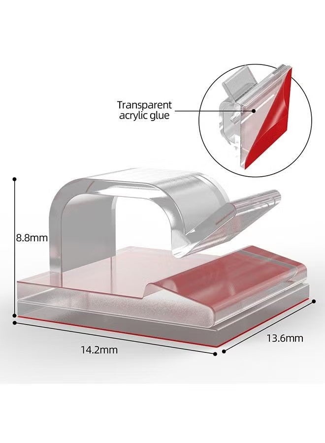 واي جيه 50 قطعة مشابك كابلات لاصقة، مشابك أسلاك للإضاءة الخارجية، خطافات كابل لاصقة، مشابك أسلاك منظم الكابلات، إدارة الكابلات على الحائط للتلفاز واللابتوب والمكتب المنزلي - Image 2