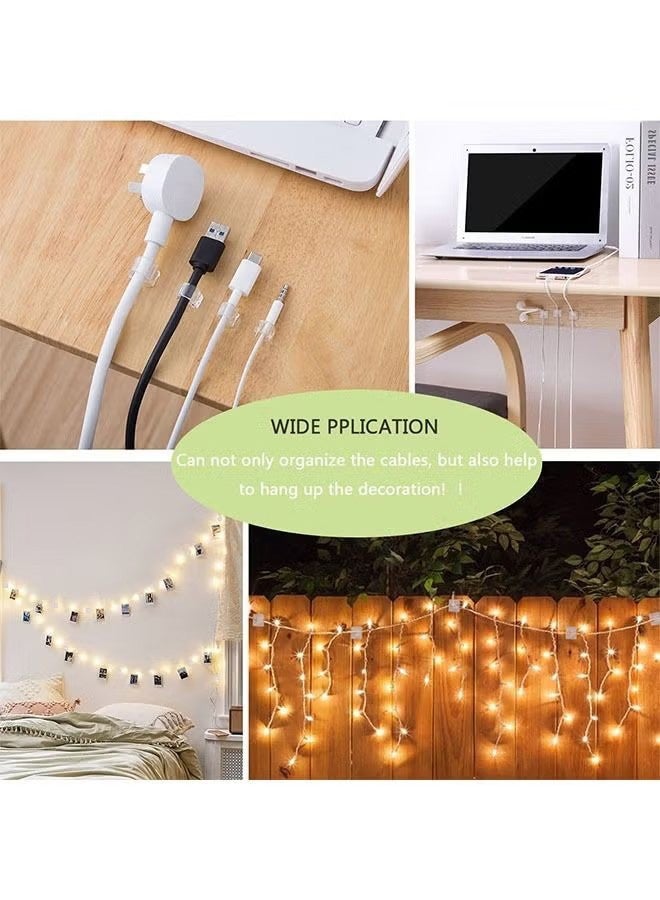 واي جيه 50 قطعة مشابك كابلات لاصقة، مشابك أسلاك للإضاءة الخارجية، خطافات كابل لاصقة، مشابك أسلاك منظم الكابلات، إدارة الكابلات على الحائط للتلفاز واللابتوب والمكتب المنزلي - Image 5