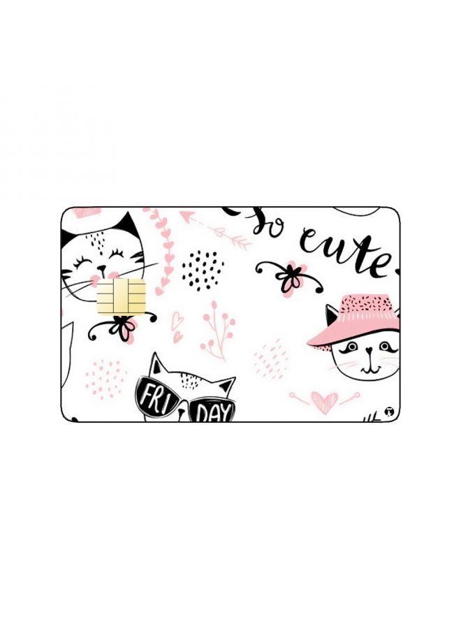 RKN PRINTED BANK CARD STICKER Cute Cats Drawing With Glasses - Image 2