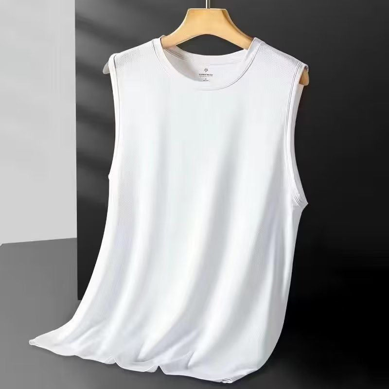 Mens Summer Mesh Breathable Sleeveless Sports Vest white]  - Image 1
