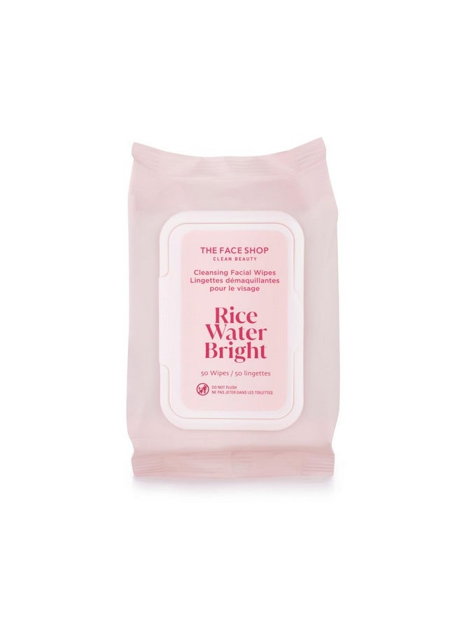 THE FACE SHOP - Rice Water Bright Cleansing Facial Wipes Rice Extract Refreshing Brightening Moisturizing Infused With Cleansing Milk Vegan Disposable Makeup Remover Wipes Korean Skin Care - Image 1
