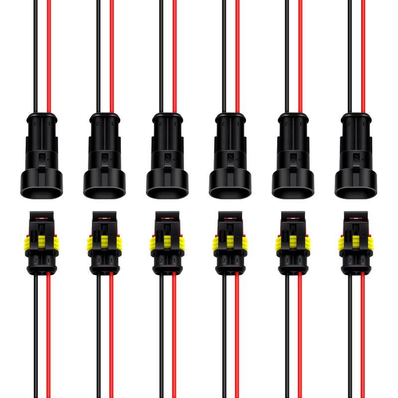 LEDLightsWorld Waterproof Electrical Connector 15mm Series Terminal Wire Connectors Plug 2 Pin Way Automotive with for Wire 20AWG Marine for Car Truck Boat 6 Pack - Image 3