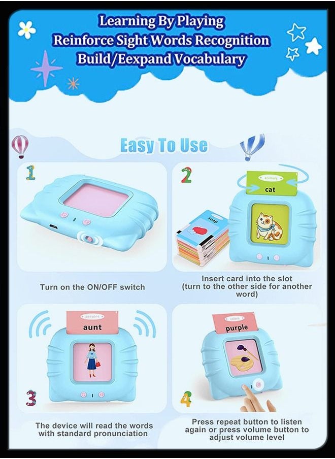 Toshionics Talking Flash Cards Learning Toddler Educational Reading Audible Machine Toy With 224 Words Pre School Kindergarten Montessori Toys For 2 To 5 Year Old Kids  - Image 4