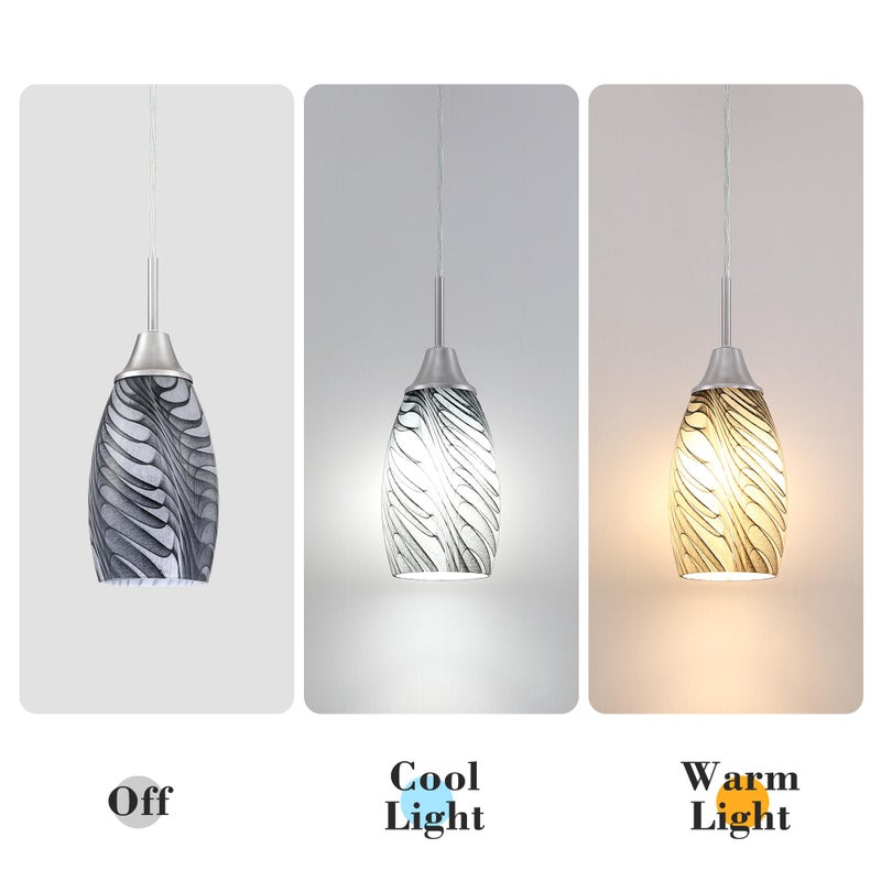 Viinew 4.72"" Black Gray Marble Glass Pendant Light Shades Only Modern Chandelier Replacement Shades Mini Art Glass Pendant Light Cover Oval Lamp Shade Replacement 1-Pack - Image 3