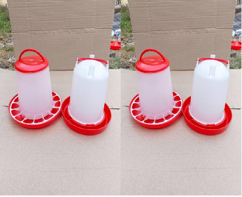 HUMBE&CO - Save Trees, Save Earth TM&W-مغذي ومشرب للدجاج والسمان والبط والديك الرومي والوز والببغاء - (1.5 لتر مشرب 2 قطعة و 1.5 كجم مغذي 2 قطعة = 4 قطع) - Image 1