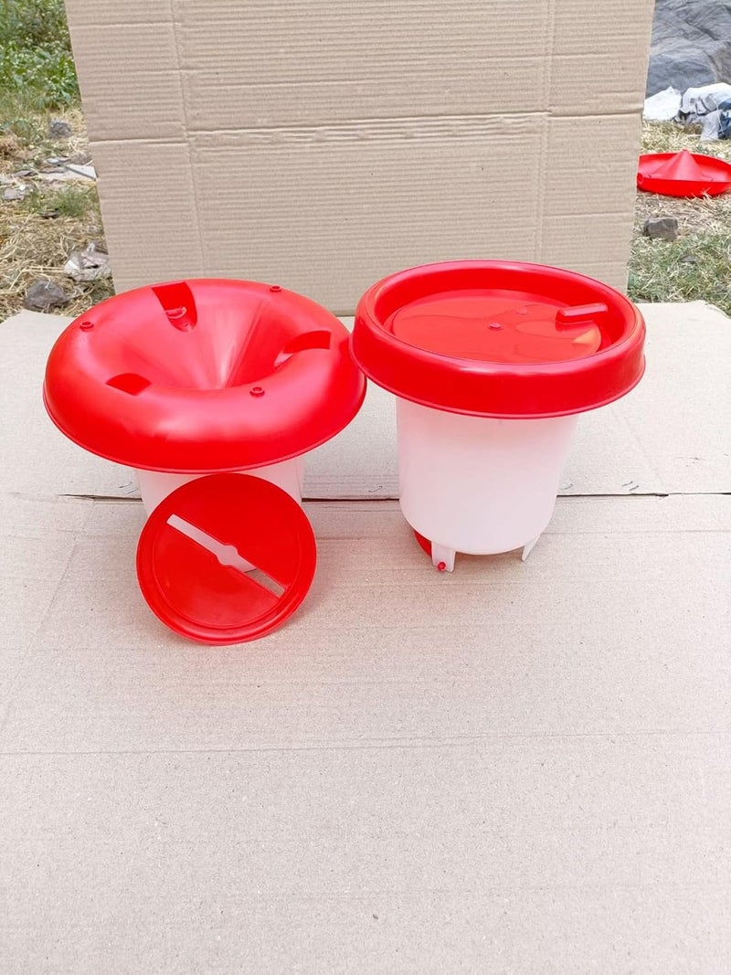 HUMBE&CO - Save Trees, Save Earth TM&W-مغذي ومشرب للدجاج والسمان والبط والديك الرومي والوز والببغاء - (1.5 لتر مشرب 2 قطعة و 1.5 كجم مغذي 2 قطعة = 4 قطع) - Image 5