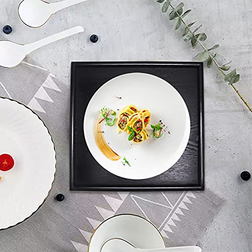 River-CJ Solid Wood Serving Tray, Square Non-Slip Tea Coffee Snack Plate, Serving Tray with Raised Edges, for Home Kitchen Restaurant - Image 3