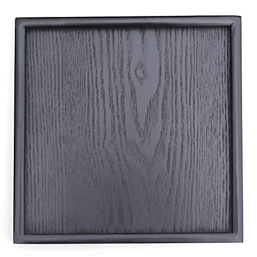 River-CJ Solid Wood Serving Tray, Square Non-Slip Tea Coffee Snack Plate, Serving Tray with Raised Edges, for Home Kitchen Restaurant - Image 1
