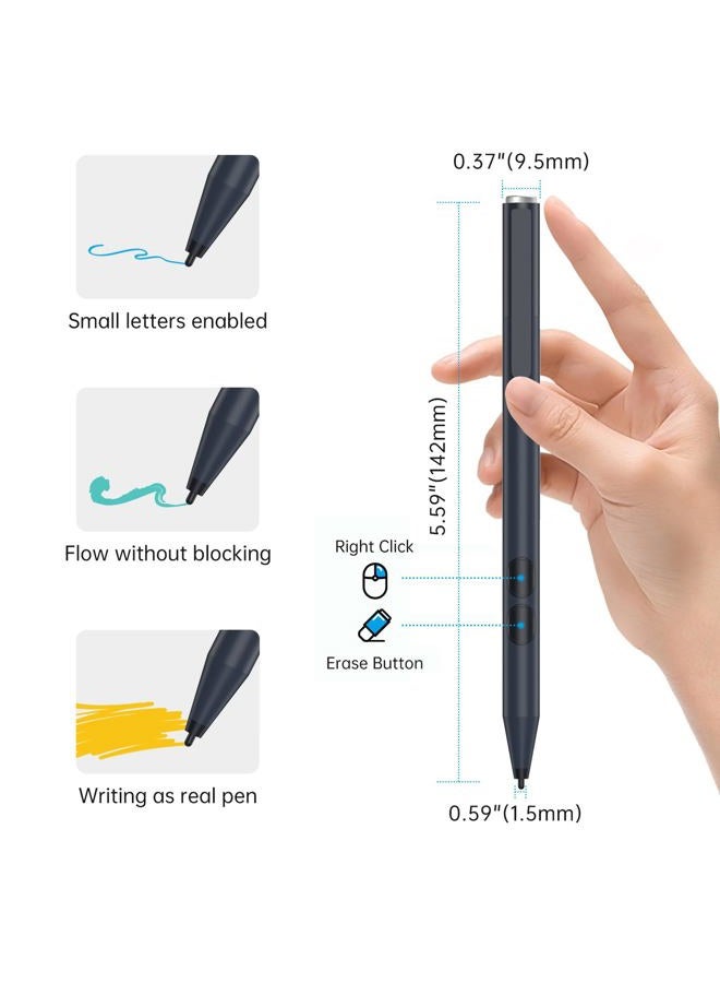 Hacey Surface Pen - Stylus for Surface Pro, Laptop, Book, Go - 1024 Pressure Sensitivity - Black - Image 5