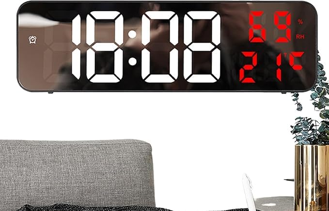 DIGITAL ALARM CLOCK FOR BEDROOM LED ALARM CLOCK WITH 9 LARGE DISPLAY DESK ALARM CLOCK FOR TEENS WITH USB PORT SNOOZE WORK DAY MODE BLACK CASE AND WHITE DIGIT