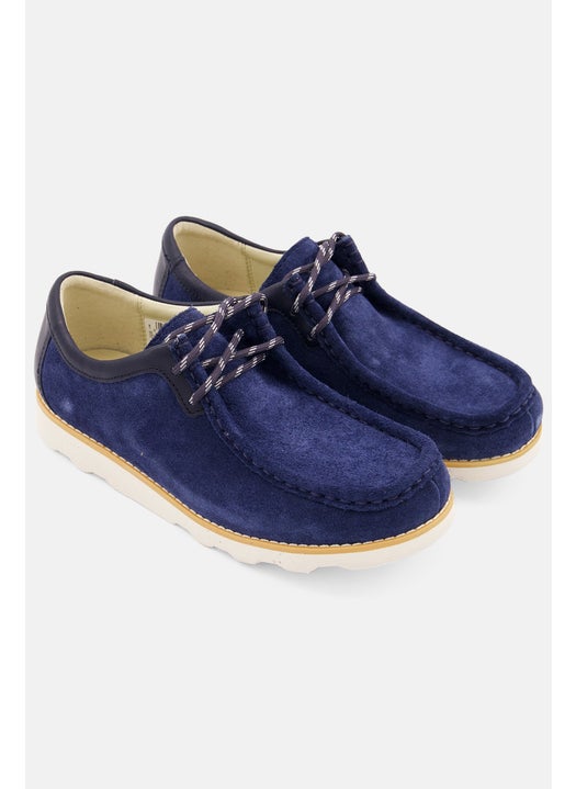 Kids Boy Crown Wall K Lace Up Shoes, Navy Suede