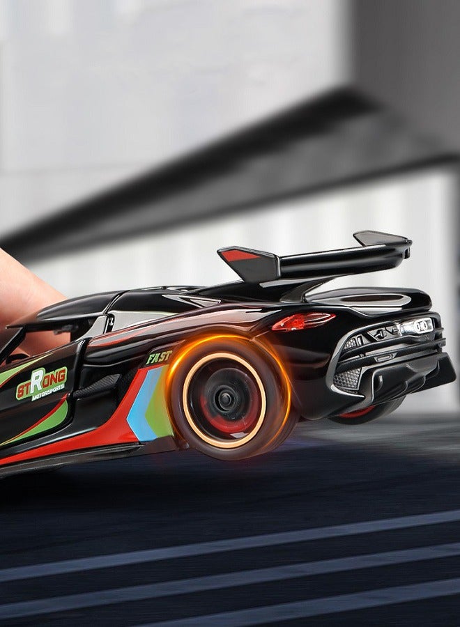 HALAMODO 1:32 Alloy Premium racing decal edition Sports Car Model , With Light & Sound Pull-Back Toy , Opening Doors , Model Car for Kids Boy Girl Gift , Collectible Display , Black , 15.5 cm*6.7 cm*4 cm - Image 2