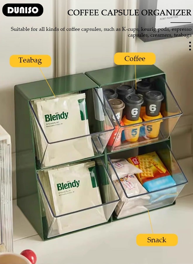 DUNISO 2 PCS Tea Bag Organizer, Detachable Plastic Tea Storage Box, Tea Bag Holder, Coffee Pod Holder, Tea Bags Container Dispenser, Multi-Functional Countertop Organizer for Sugar Packet, Coffee, in Kitchen, Countertop, Pantry  - Image 5