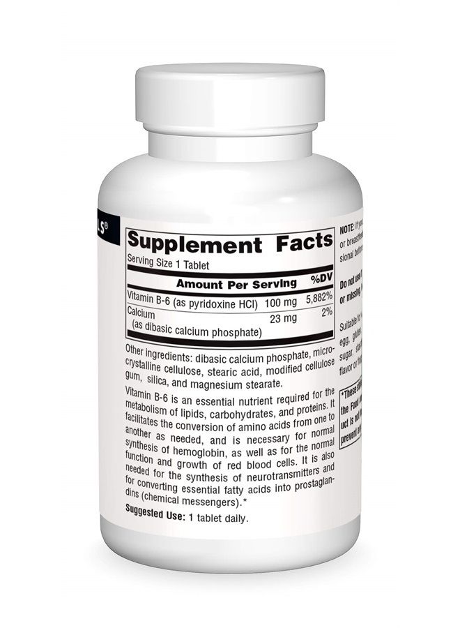 Source Naturals Vitamin B-6, 100 mg Immune System Support - 250 Tablets - Image 3