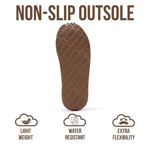 Project Cloud Mens Slippers 100% Genuine Leather with Australian Shearling Lining & Memory Foam Insole Outdoor & House Slippers for Men - Non-Slip Fuzzy Mens Shoes(Relaxation, TAUP, 8.5) - Image 4