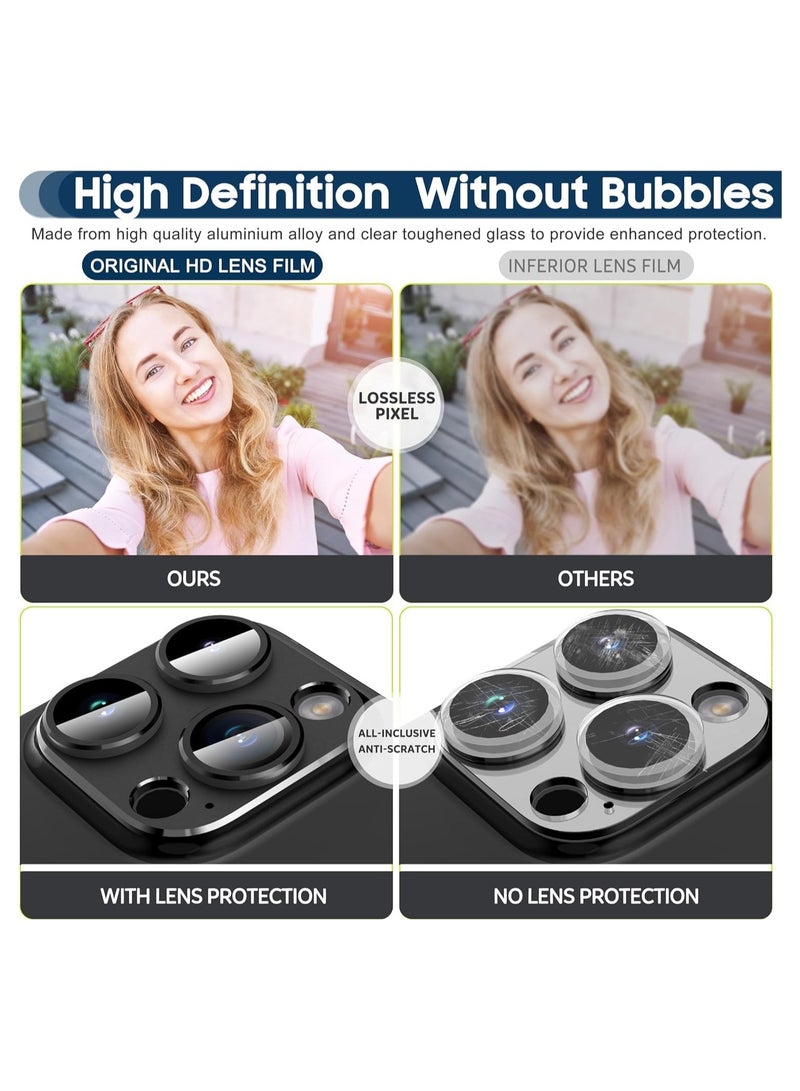 ELTRAZONE Camera Lens Protector for iPhone 15 Pro 6.1-Inch and iPhone 15 Pro Max 6.7-Inch, Full Coverage 9H Tempered Glass Ring Cover, Matte Metal Plate, Case Friendly, 1-Pack (Black) - Image 5