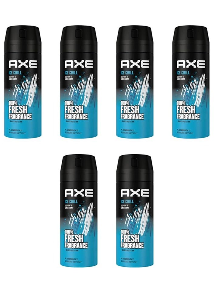 Axe Pack Of 6 Axe Deodorant Body Spray 150ml Ice Chill - Image 1