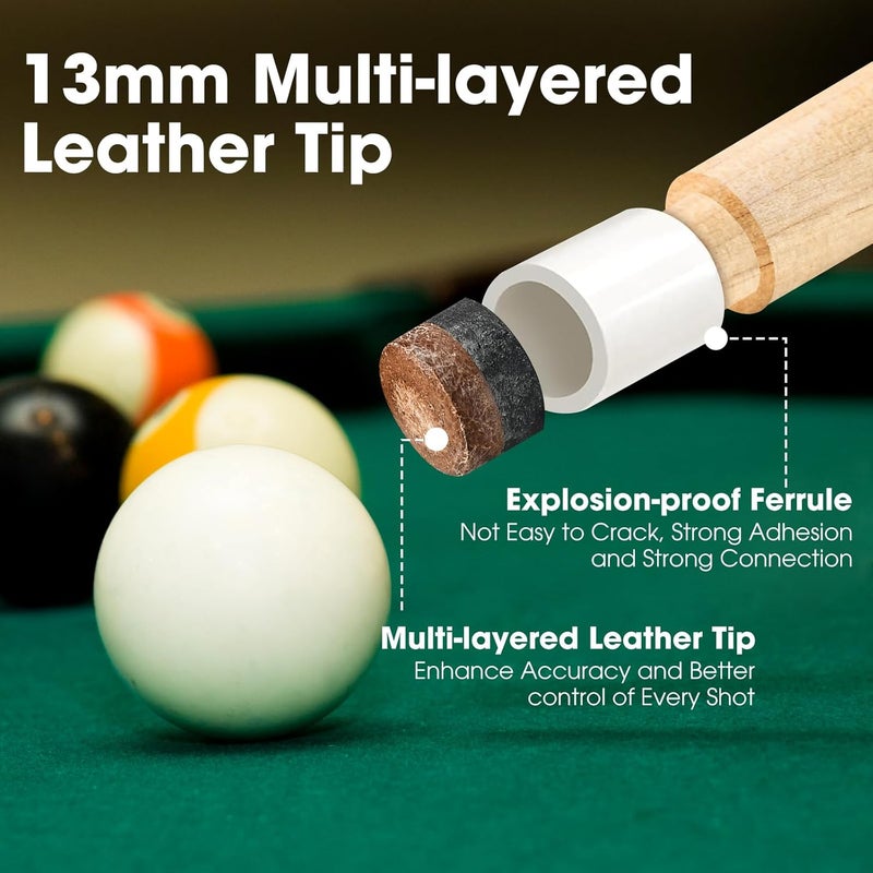 JX Pool Cues for Kids 36inch 58inch Shorty Cues Billiard House Cue Sticks for Child Hardwood Billiard Cue Sticks 13mm Glue-on Tips,Set of 2 - Image 2