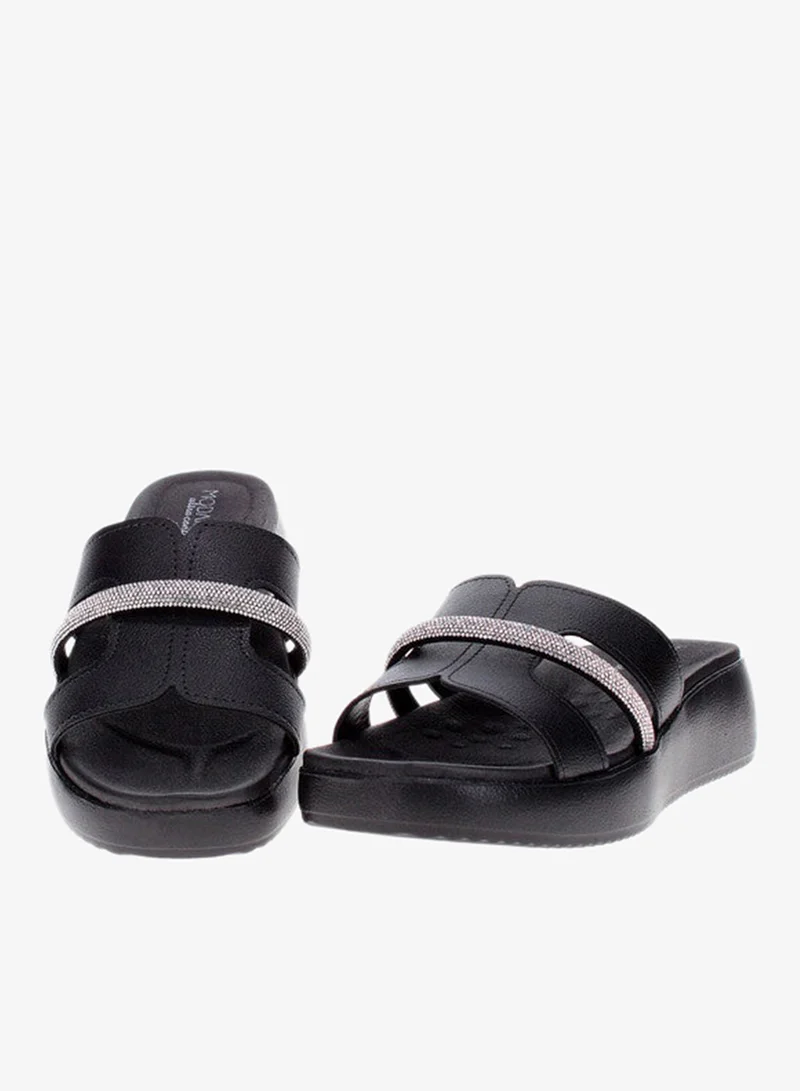 Modare Black Flat Sandals for Women – Stylish Ladies Flat Sandals & Comfortable Flat Slippers for Women | Best Price UAE