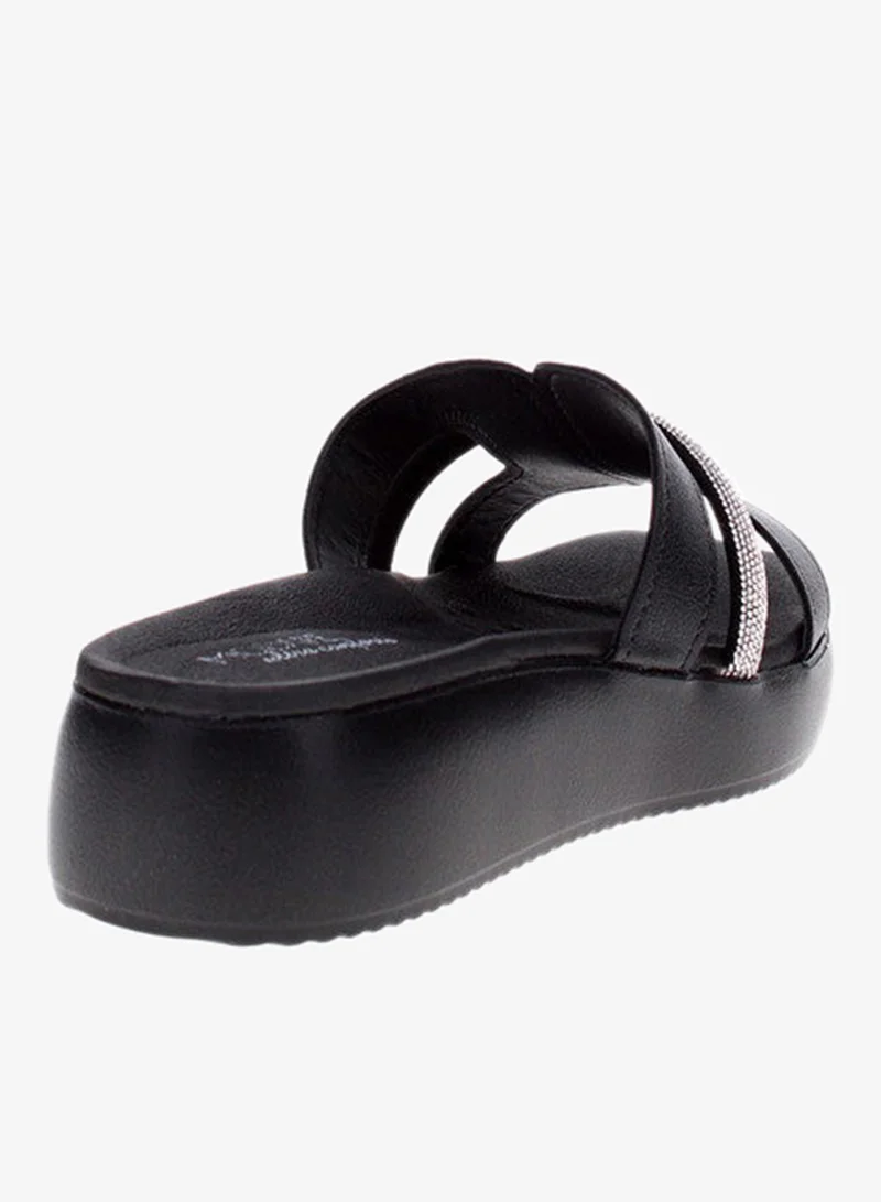 Modare Black Flat Sandals for Women – Stylish Ladies Flat Sandals & Comfortable Flat Slippers for Women | Best Price UAE