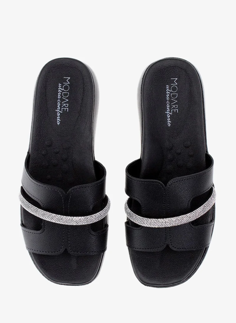 Modare Black Flat Sandals for Women – Stylish Ladies Flat Sandals & Comfortable Flat Slippers for Women | Best Price UAE