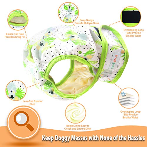 Langsprit Washable Female Dog Diapers (3 Pack) - No Leak Reusable Diapers for Doggy Female in Period - Highly Absorbent Dog Heat Panties with Adjustable Snaps (Koala, Small) - Image 4