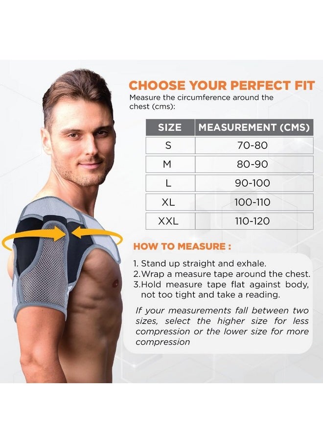 VISSCO - Vissco Shoulder Support Immobilizer With Adjustable Stretchable Strap, Better Immobilization, Pain Reliever For Rotator cuff injury, Post paralysis - XL (Grey) - Image 1
