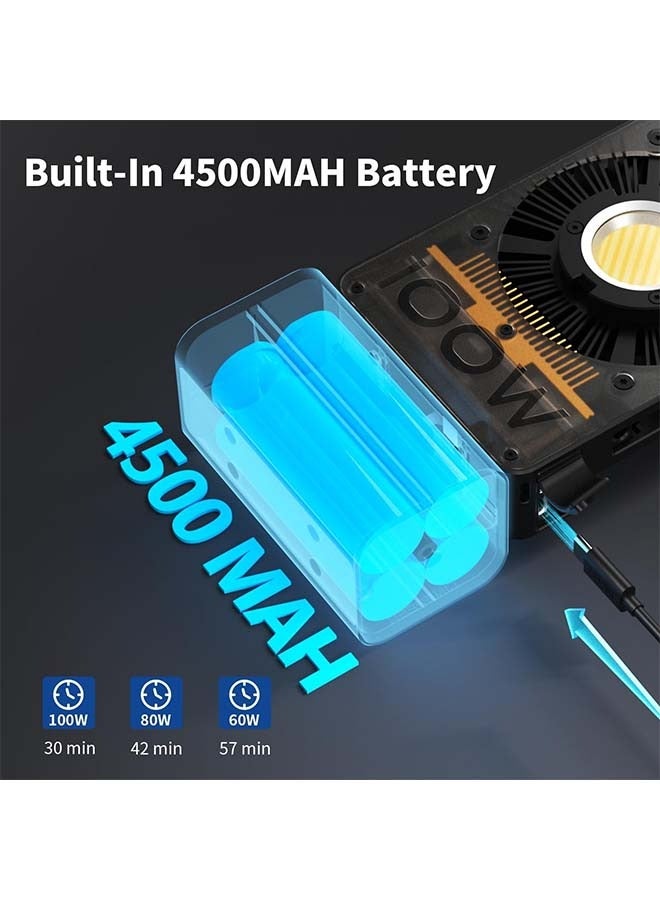 زيون ZHIYUN CINEPEER CX100 ضوء فيديو LED 100 وات [رسمي] مع بطارية مدمجة بسعة 4500 مللي أمبير، إضاءة COB ثنائية اللون بإخراج مستمر 2700K-6500K لصناعة الأفلام/البث المباشر/تصوير الفيديو/تصوير الاستوديو - Image 3