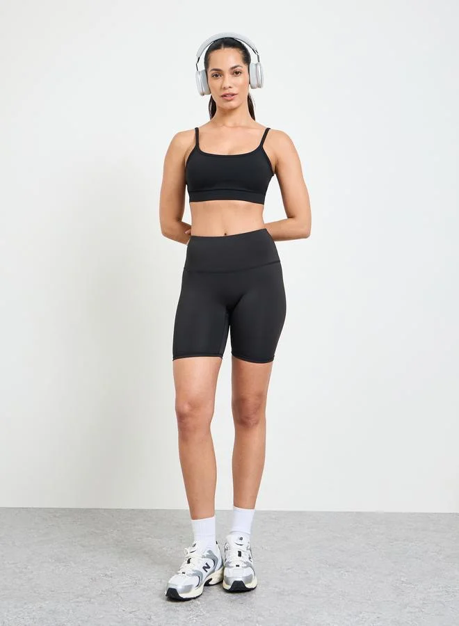 Take Two Black Solid High Elastic Breathable Sports Bra