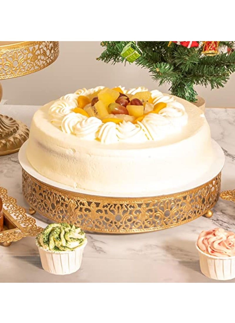 Arabest Gold Cake Stand 5 Pcs, Antique-Inspired Dessert Table Display Set Different Heights and Shapes Stands Tiered Cupcake Holder Candy Fruit Plate Decoration  - Image 3