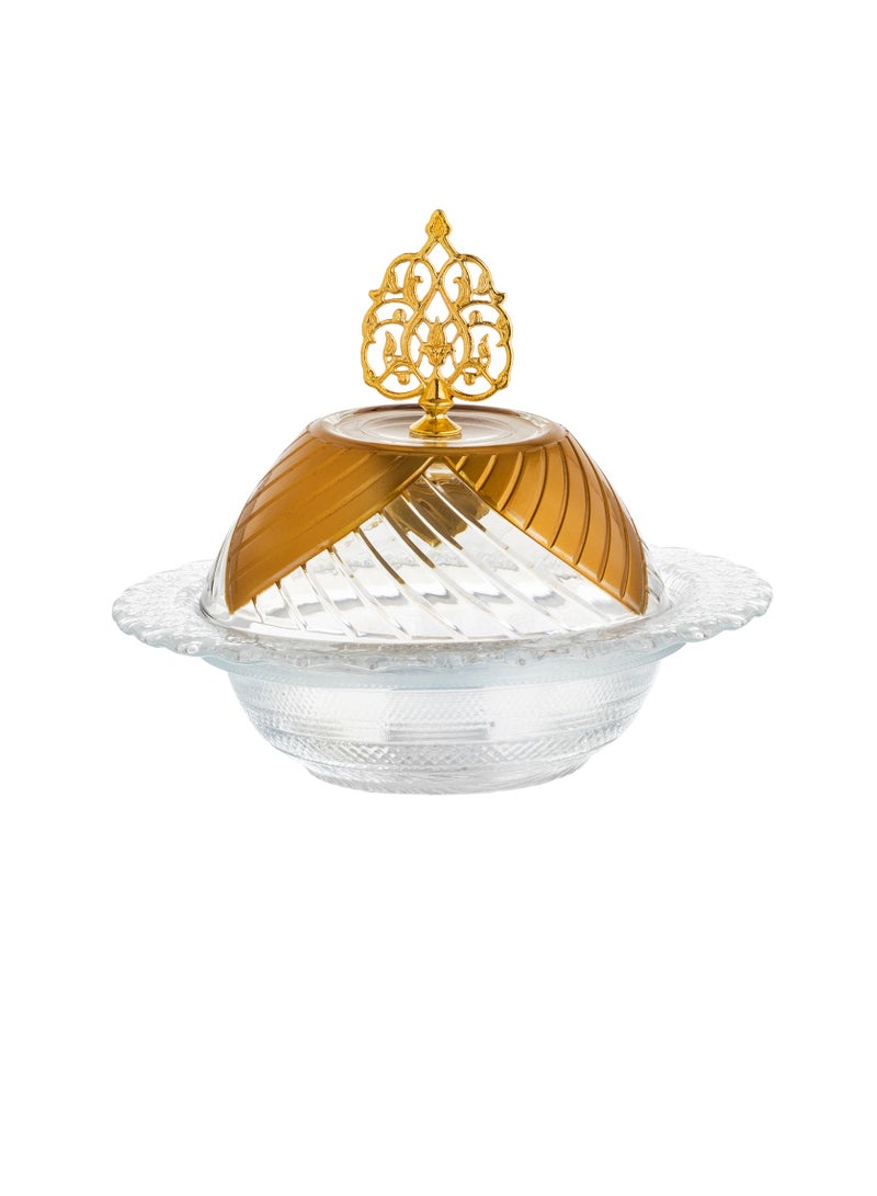 هيك تمرية زجاج ذهبي غطاء زجاج تصميم عصري قطر 17.5سم - Image 1