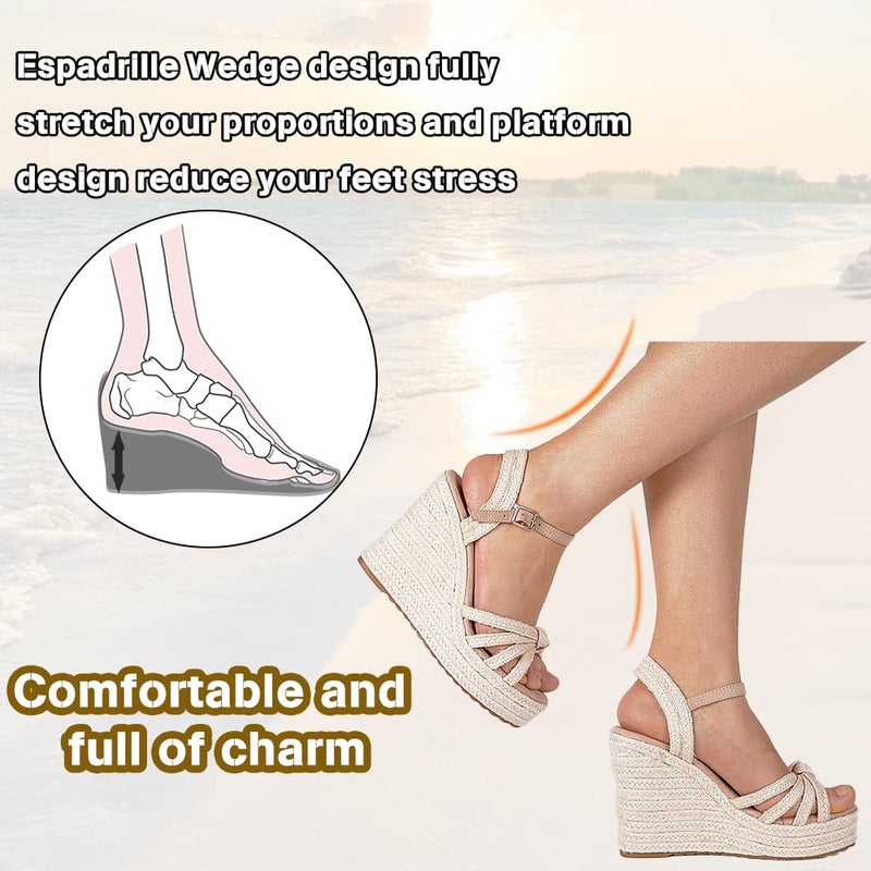 mikarka Sandals for Women 2026: Comfortable Wedge Platform Sandals Women - Braided Espadrilles for Women Ankle Strap Open Toe Wedges Heels Beach Sandals Summer Shoes - Image 5