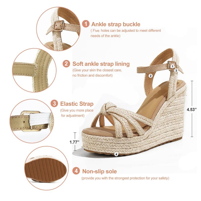 mikarka Sandals for Women 2026: Comfortable Wedge Platform Sandals Women - Braided Espadrilles for Women Ankle Strap Open Toe Wedges Heels Beach Sandals Summer Shoes - Image 4
