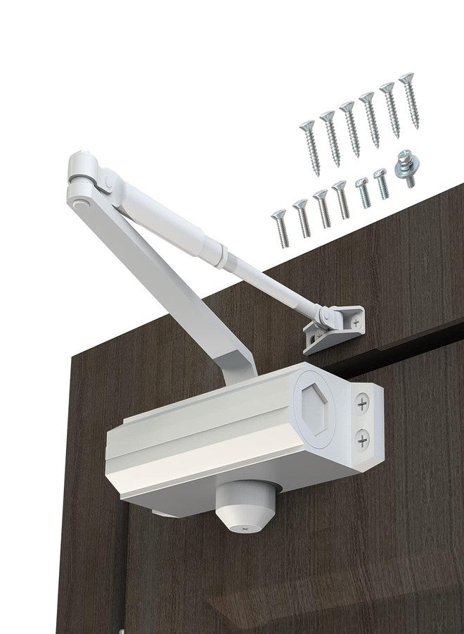 GEKRONE Automatic Door Closer Heavy Duty Fire Prevention Spring Hydraulic Aluminum Alloy Home Commerical Door Closers 90 Degrees Hold Open (Door Weights 187-231 Lbs, Size3-White) - Image 1