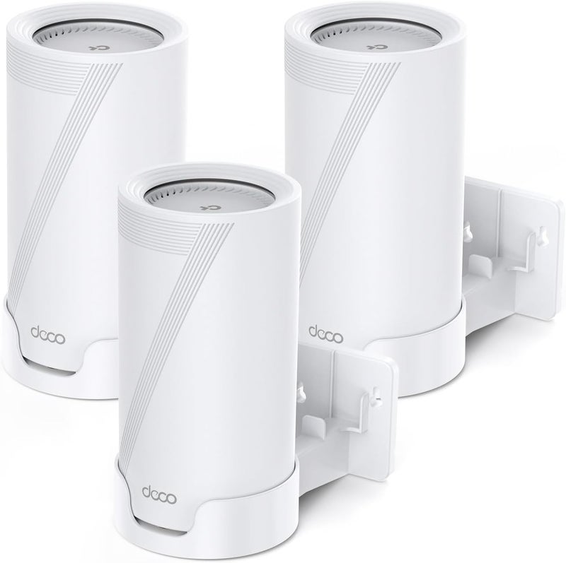 XLTTYWL حامل جداري XLTTYWL® لمنتجات TP-Link Deco WiFi 7 Mesh، لون أبيض، عبوة تحتوي على 3 قطع | يناسب أجهزة Deco B25-Outdoor/BE65-5G/BE75/85/95 و BE17000/22000/33000، مصنوع من مادة ABS متينة، تصميم يوفر المساحة، ومثبت بشكل آمن. - Image 1