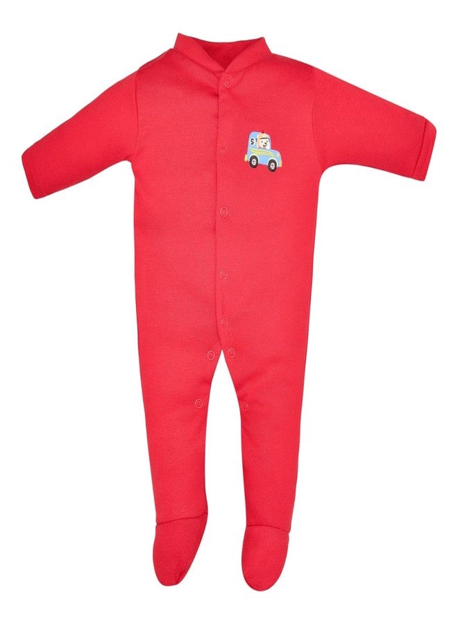 Magic Town® 100% Hosiery Cotton Unisex Romper for Kids and Infants Set of 3 (Red) (6-9 Months) - Image 4