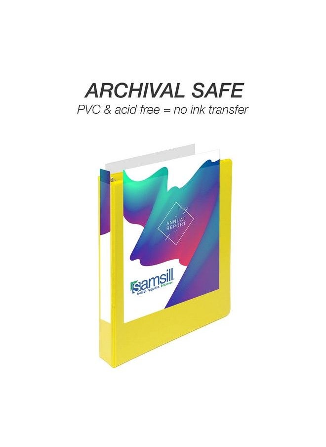 Samsill Durable 1 Inch Binder Made In The Usa D Ring Binder Customizable Clear View Binder Yellow Holds 225 Pages  - Image 5