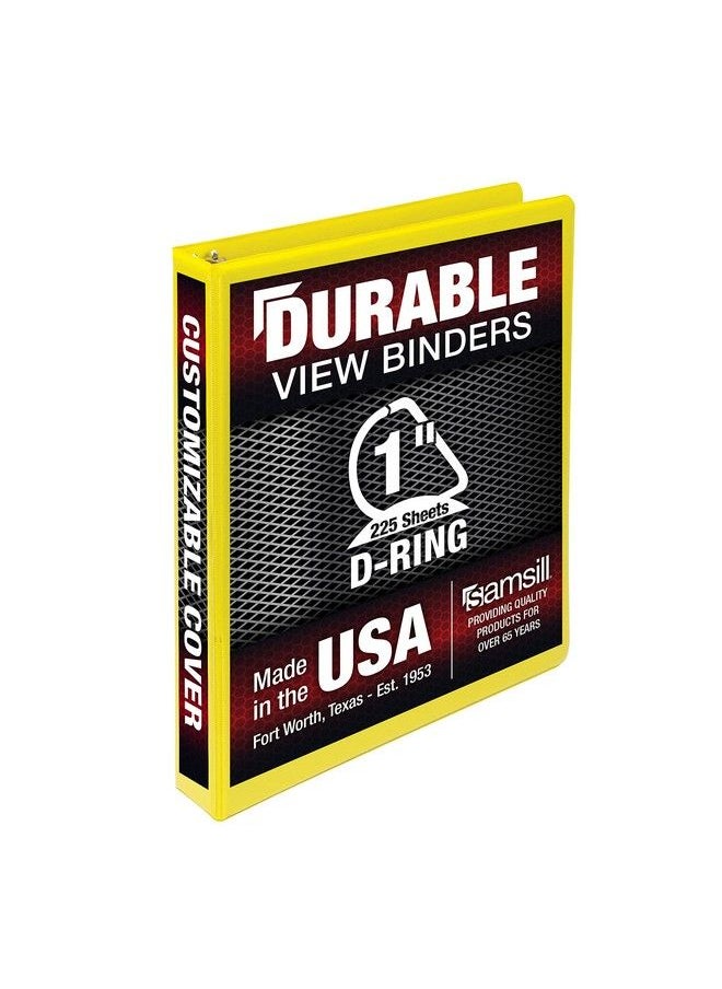 Samsill Durable 1 Inch Binder Made In The Usa D Ring Binder Customizable Clear View Binder Yellow Holds 225 Pages  - Image 1