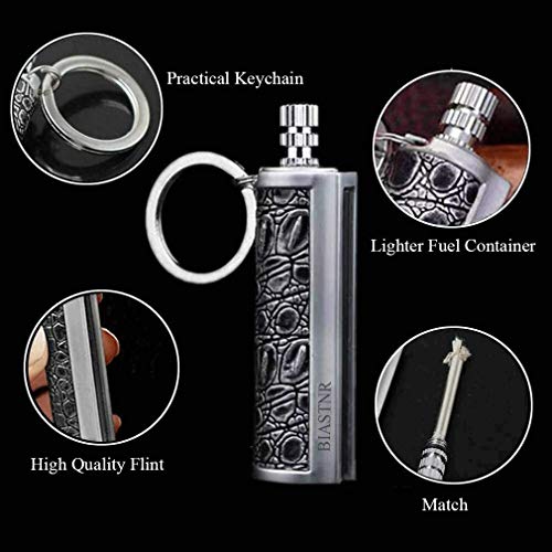 BIASTNR Permanent Match Matchstick Fire Starter - 2 Pack, Keychain Flint Metal Immortal Lighter, Kerosene Refillable Flint Lighter for Camping Hiking - Image 5