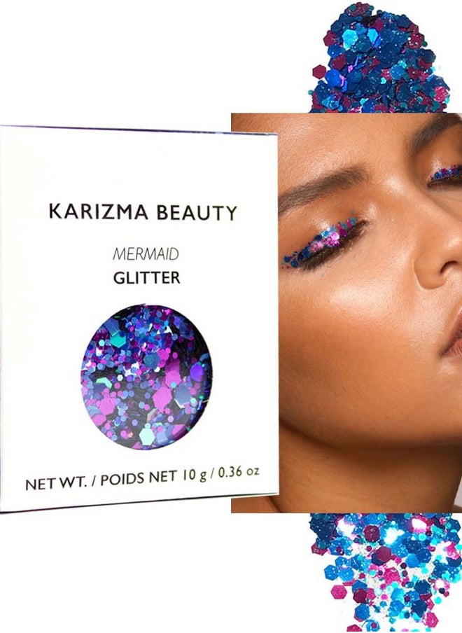 KARIZMA - Mermaid Glitter - 10g Chunky Face, Hair, Eye & Body Glitter for Women. Rave & Festival Accessories - Image 1