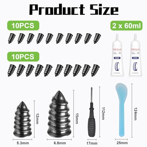 EIGTWEN 120ml Tire Repair Glue, 20pcs Tire Repair Rubber Nails for Sidewall Bonding or Air Leakage of Tires, for Car, Motorcycle, Tractor, Truck, All Terrain Vehicle Tire Nail Repair Kit Glue - Image 5