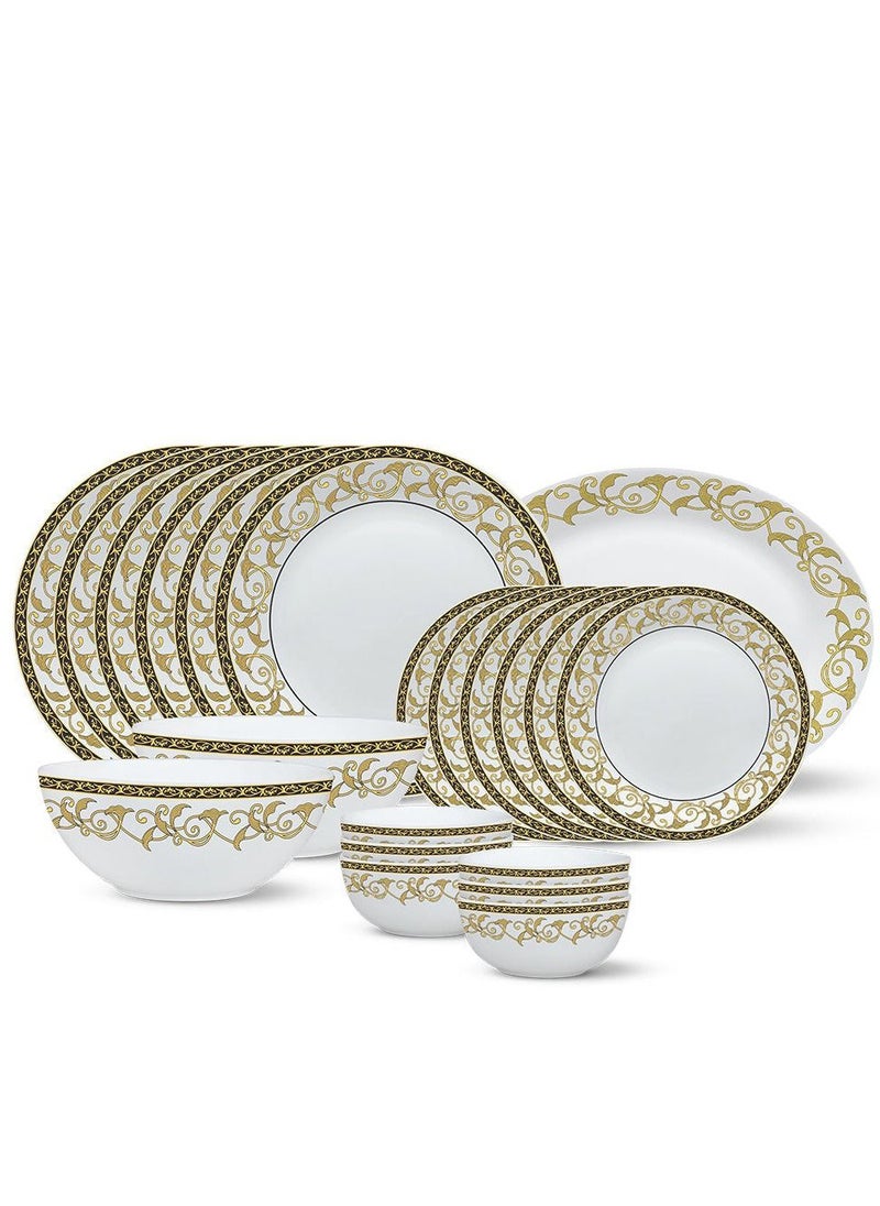 British Chef 21 Pieces Opalware Dinner Sets- Microwave & Dishwasher Safe- Royale Dinnerware Set with 6-Piece Full Plate/6-Piece Side Plate/6-Piece Vegetable Bowl/2-Piece Serving Bowl/1Piece Rice plate- White  - Image 1