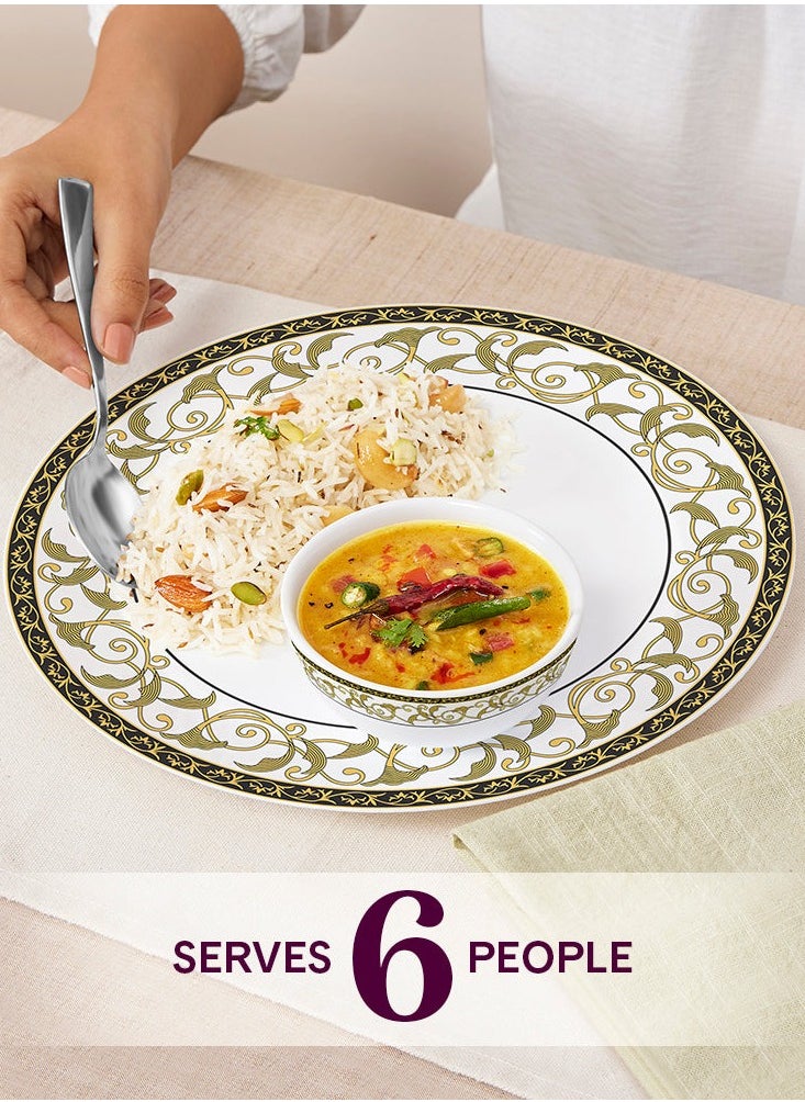 British Chef 21 Pieces Opalware Dinner Sets- Microwave & Dishwasher Safe- Royale Dinnerware Set with 6-Piece Full Plate/6-Piece Side Plate/6-Piece Vegetable Bowl/2-Piece Serving Bowl/1Piece Rice plate- White  - Image 5