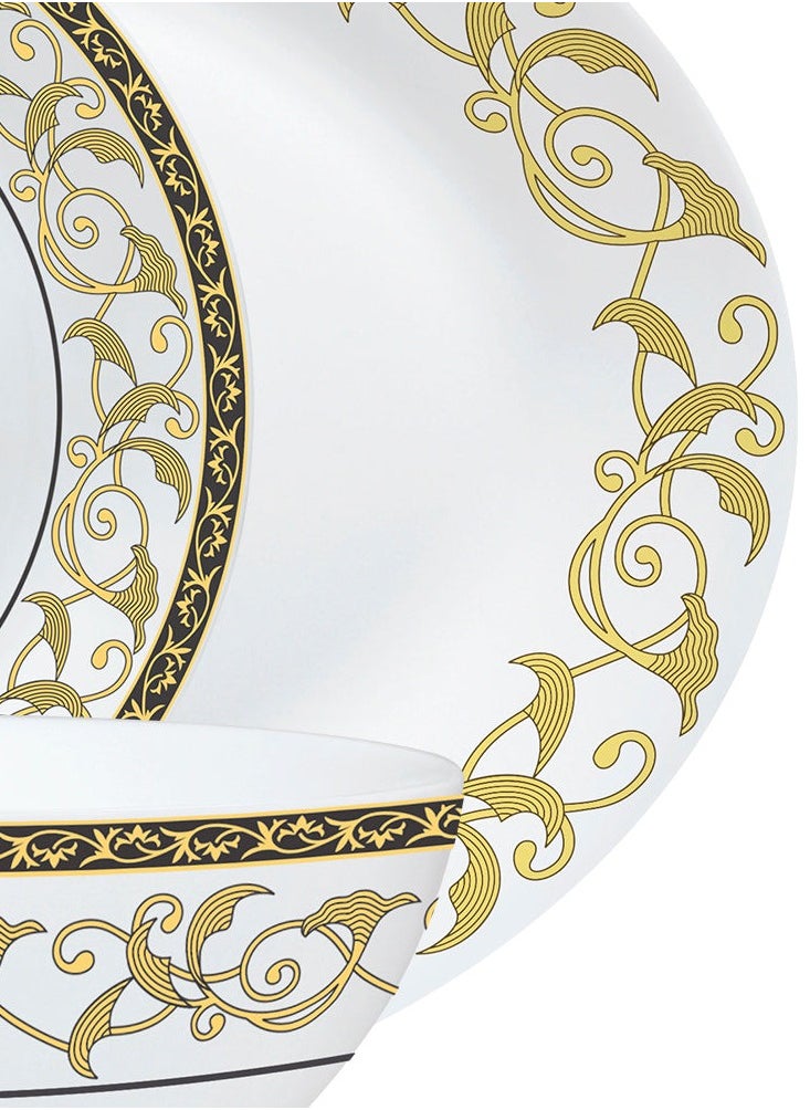British Chef 21 Pieces Opalware Dinner Sets- Microwave & Dishwasher Safe- Royale Dinnerware Set with 6-Piece Full Plate/6-Piece Side Plate/6-Piece Vegetable Bowl/2-Piece Serving Bowl/1Piece Rice plate- White  - Image 2