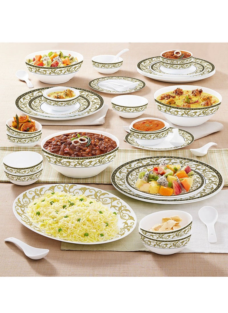 British Chef 21 Pieces Opalware Dinner Sets- Microwave & Dishwasher Safe- Royale Dinnerware Set with 6-Piece Full Plate/6-Piece Side Plate/6-Piece Vegetable Bowl/2-Piece Serving Bowl/1Piece Rice plate- White  - Image 4