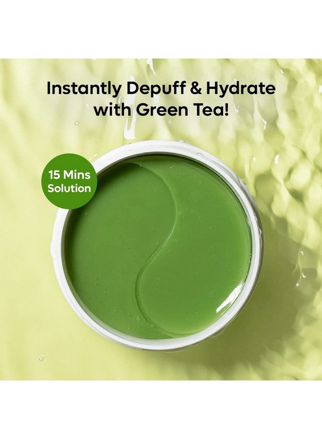 MCaffeine Green Tea Hydrogel Under Eye Patches For Dark Circle, Fine Lines & Wrinkles Reduction | Cooling Under Eye Patch Mask For Instant De-Puffing | 30 Pairs  - Image 1