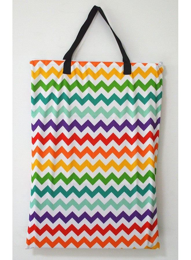 Hibaby Large Hanging Wetdry Cloth Diaper Pail Bag For Reusable Diapers Or Laundry (Rainbow Chevron) - Image 3
