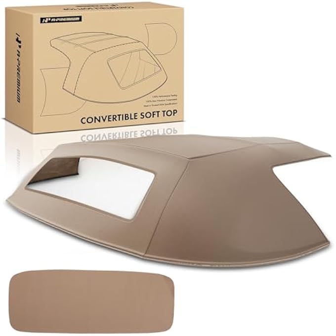 rayihni Tan Convertible Soft Top with Plastic Window Compatible with Chevrolet Corvette 1986-1993 Convertible Hatchback - Image 1