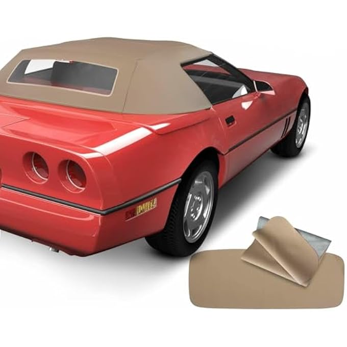 rayihni Tan Convertible Soft Top with Plastic Window Compatible with Chevrolet Corvette 1986-1993 Convertible Hatchback - Image 3